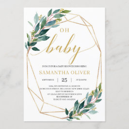 Grönt eucalyptus guld geometric Oh Baby Shower Inbjudningar