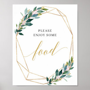 Grönt eucalyptus guld geometric ram matmärkning poster