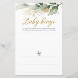 Grönt eucalyptus guld lövs boho baby bingo-spel