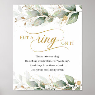 Grönt Eucalyptus guld satte ring på det. Poster