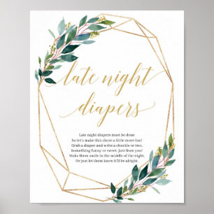 Grönt eucalyptus late night diaper play-skylt boho poster