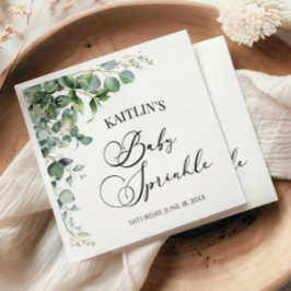 Grönt Eucalyptus Löv Botanical Baby Sprinkle Pappersservett