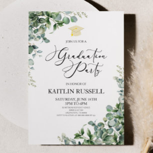 Grönt Eucalyptus Löv botanisk Studentfest Inbjudningar