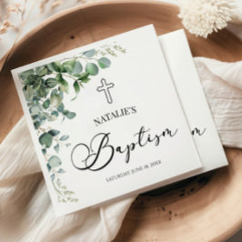 Grönt Eucalyptus Löv botaniskt baptism Pappersservett