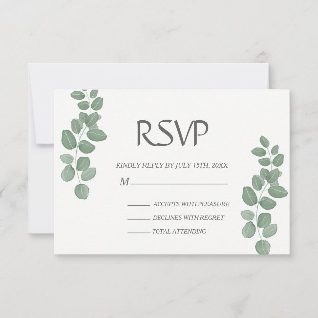 Grönt Eucalyptus Löv Bröllop OSA Card (Framsida)