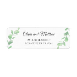 Grönt eucalyptus löv. Enkel bröllop adress Returadress Etikett