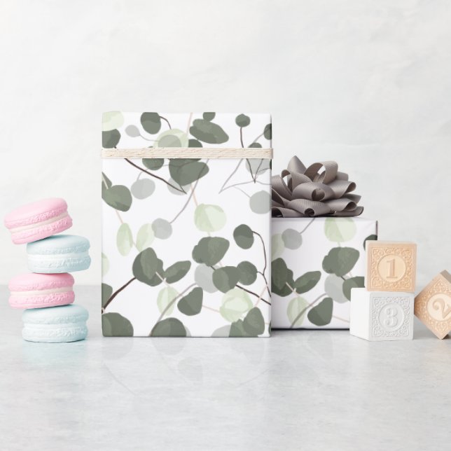 Grönt Eucalyptus Löv Illustration Natur Presentpapper (Baby Shower)