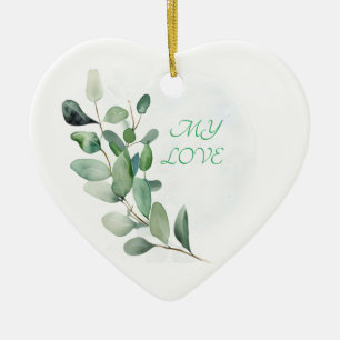 Grönt Eucalyptus Löv Julgransprydnad Keramik