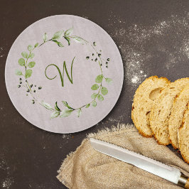 Grönt Eucalyptus & Löv krandskript Monogram