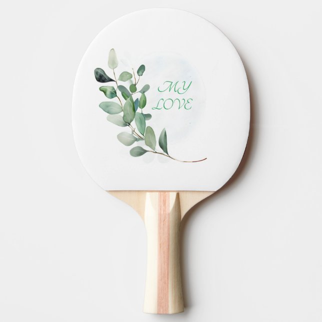 Grönt Eucalyptus Löv Pingisracket (Framsidan)