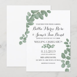 Grönt Eucalyptus Lövs bröllopsinbjudan Inbjudningar