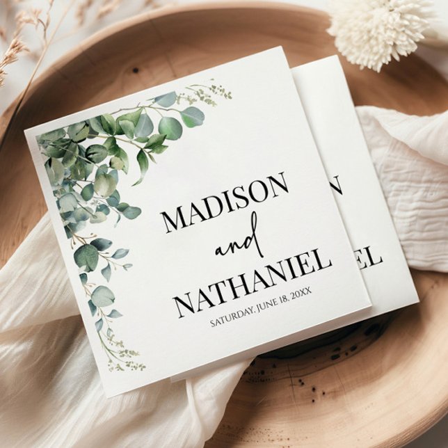 Grönt Eucalyptus Lövs Greenery Botanical Bröllop Pappersservett (Skapare uppladdad)