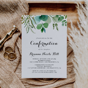 Grönt Eucalyptus Modern Calligraphy-bekräftelse Inbjudningar