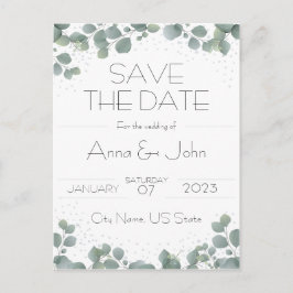 Grönt Eucalyptus Modern Greenery Spara datum Vykort