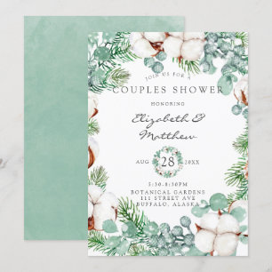 Grönt Eucalyptus och bomullsstövel Par Inbjudningar