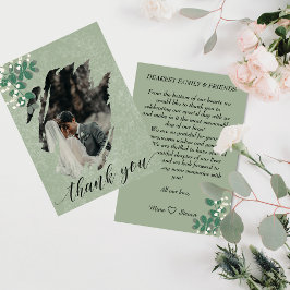 grönt eucalyptus och Gypsophila-foto bröllop Tack Kort