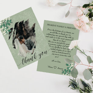 grönt eucalyptus och Gypsophila-foto bröllop Tack Kort
