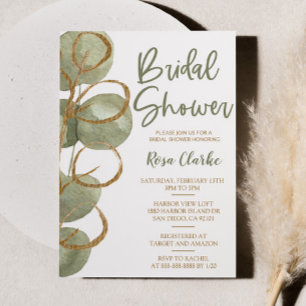 Grönt Eucalyptus och Möhippa av guldfetter Inbjudningar