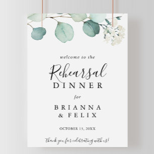 Grönt Eucalyptus Rehearsal Dinner Välkomstskylt Poster