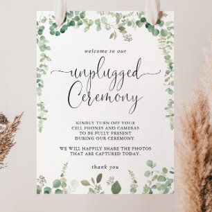 Grönt Eucalyptus Unpluggad Ceremony-skriptsignatur Poster