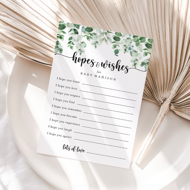 Grönt eukalyptus-barnkalas förhoppningar & önsknin vykort (Skapare uppladdad)