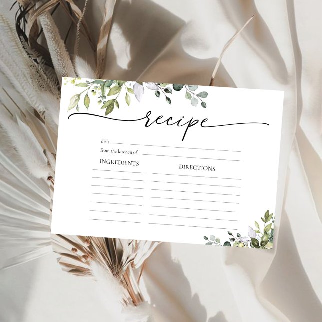 Grönt Eukalyptus Blommig Stor Receptkort Inbjudningar (Skapare uppladdad)