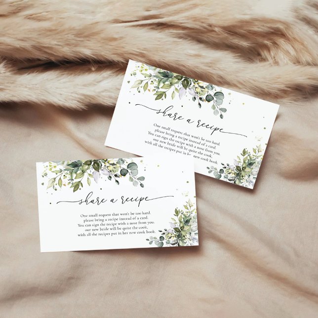 Grönt Eukalyptus Blommigt Receptkort Tilläggskort (Skapare uppladdad)