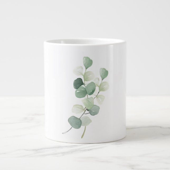 Grönt Eukalyptus Pastellblad Påslakan Jumbo Mugg (Framsidan)