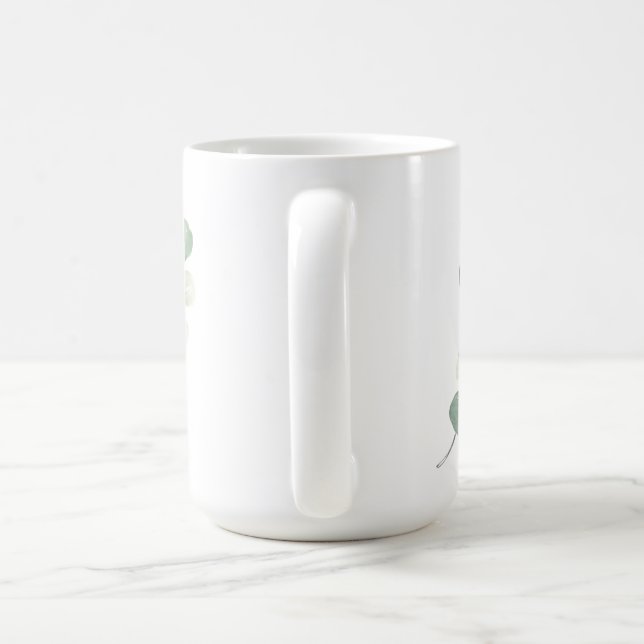 Grönt Eukalyptus Pastellblad Påslakan Kaffemugg (Handtag)