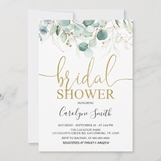 Grönt eukalyptusbröllopsfestinbjudan inbjudningar (Framsida)