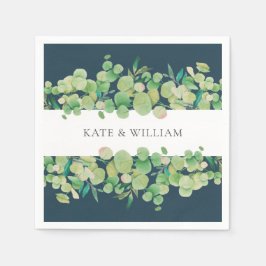Grönt eukalyptuskrans bröllop pappersservett