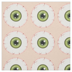 Grönt Eyeball Mönster Halloween Bloodshot Eyeball Tyg