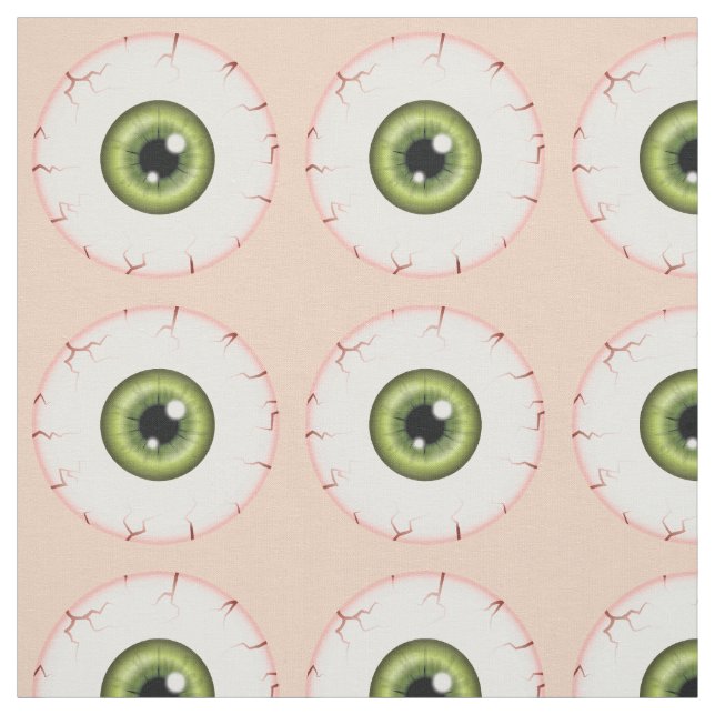 Grönt Eyeball Mönster Halloween Bloodshot Eyeball Tyg (Provkarta)