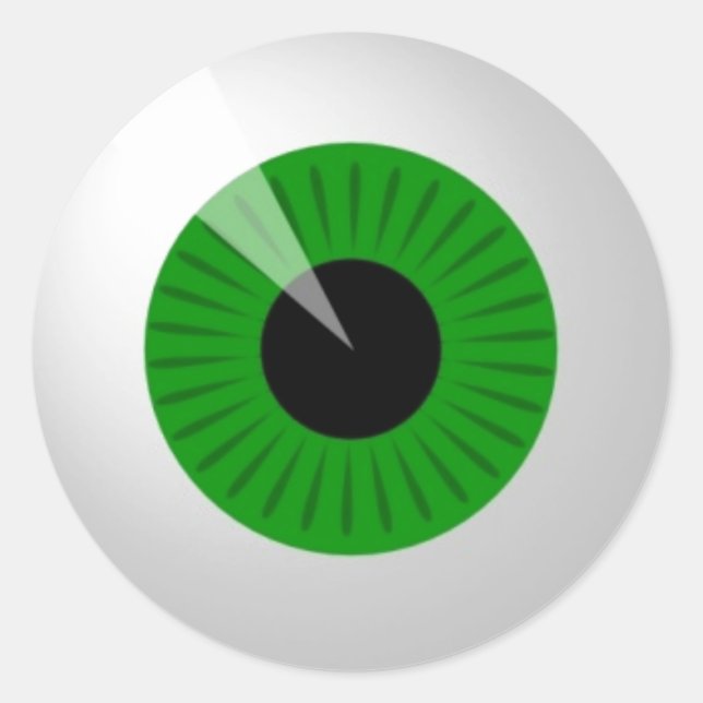 Grönt Eyeball Runt Klistermärke (Framsida)