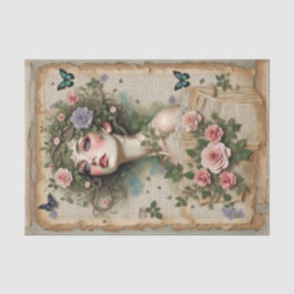 Grönt-eyed Beauty with Flowers & Butterflies