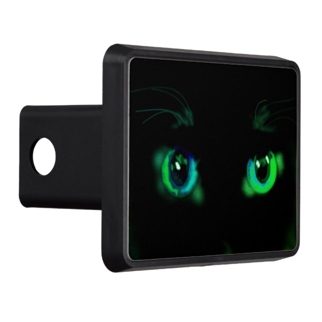 Grönt Eyed Black Cat Funny Hitch Cover Dragkroksskydd (Höger)