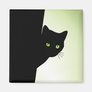 Grönt Eyed Black Cat Magnet