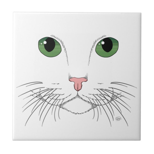 Grönt Eyed Cat Ceramic Tile Kakelplatta (Framsidan)