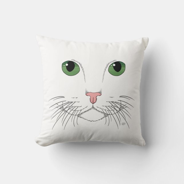 Grönt Eyed Cat Dekorativ kudde (Framsida)