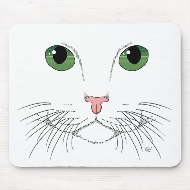 Grönt Eyed Cat Mousepad Musmatta (Framsidan)