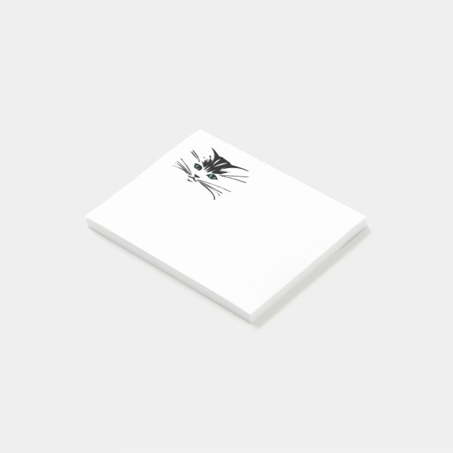 Grönt Eyed Cat Post-it Block (Vinklad)