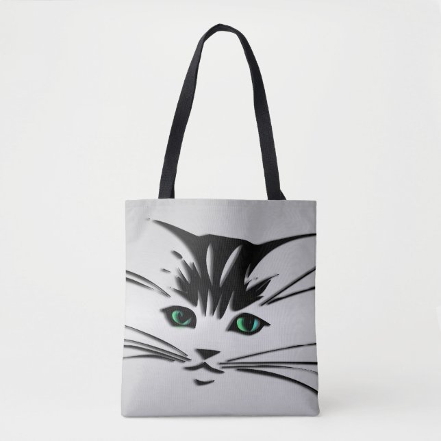 Grönt Eyed Cat Tygkasse (Framsida)