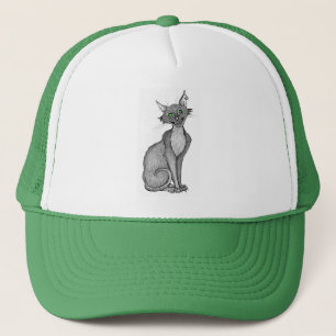 Grönt Eyed Creepy Cat Keps
