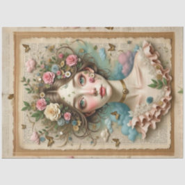 Grönt Eyed Girl with Flowers & Butterflies