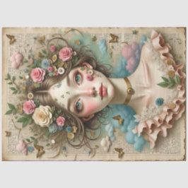Grönt Eyed Girl with Flowers & Butterflies