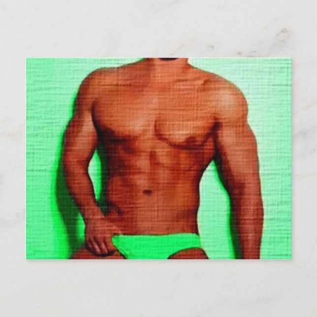 Grönt Eyed Hunk LIM Vykort (Framsida)