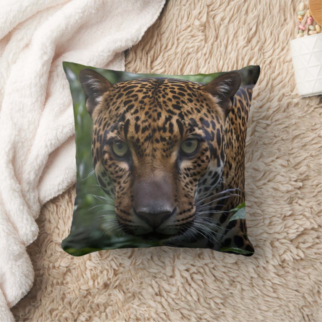 Grönt Eyed Jaguar i skogen, Kudde (Filt)