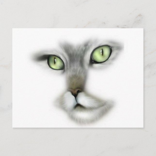 Grönt Eyed Kattunge Vykort (Framsida)