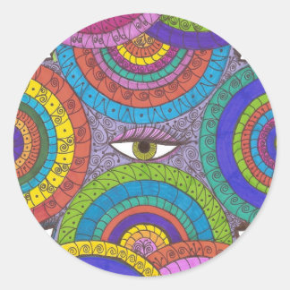 Grönt Eyed Mandala Art Sticker Runt Klistermärke