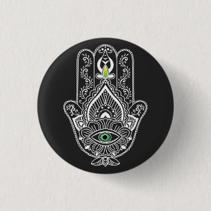Grönt Eyed Protector Hamza Hand Knapp